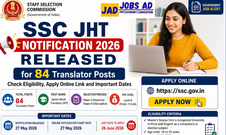 SSC JHT Notification 2026